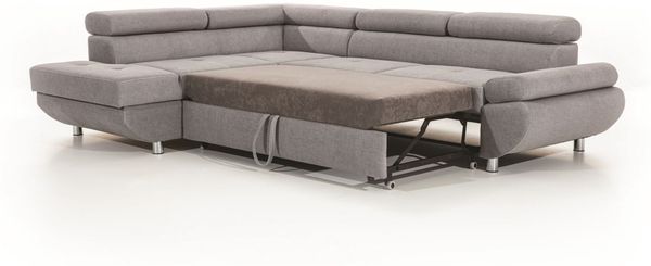 Ecksofa Sofa PANOS Stoff Esito Grau mit Schlaffunktion Ottomane Links Bild 3