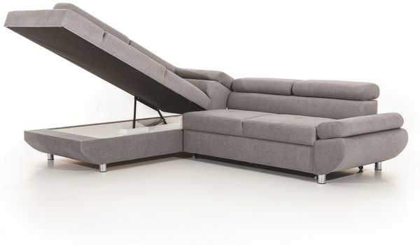 Ecksofa Sofa PANOS Stoff Esito Grau mit Schlaffunktion Ottomane Links Bild 2