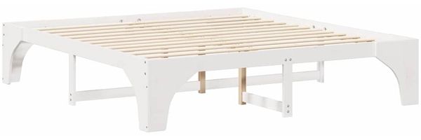 vidaXL Bettrahmen Weiß 200 x 200 cm Massives Kiefernholz 872975 Bild 4