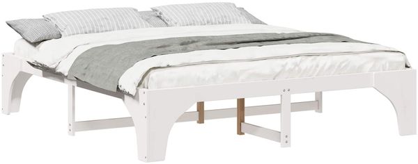 vidaXL Bettrahmen Weiß 200 x 200 cm Massives Kiefernholz 872975 Bild 2