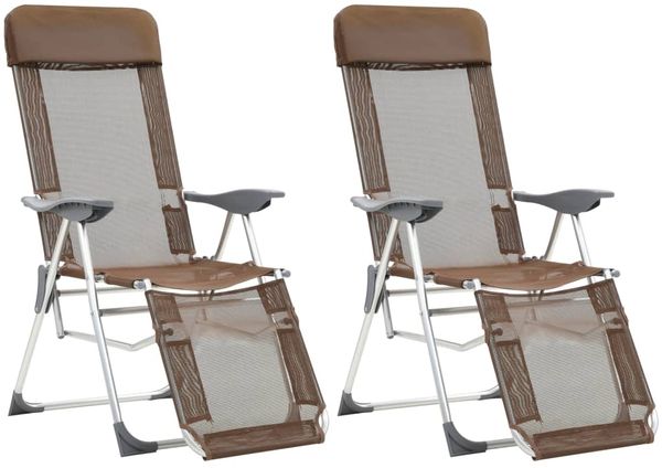 vidaXL Klappbare Liegestühle mit Fußteil 2 Stk. Braun Textilene 360148