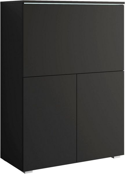 Home affaire PC-Schrank Vera, Sekretär, Home-Office-Schreibtisch mit LED-Beleuchtung (1 St), Multifunktional mit Stauraum, klappbare Tischfläche, LED, B 90 cm