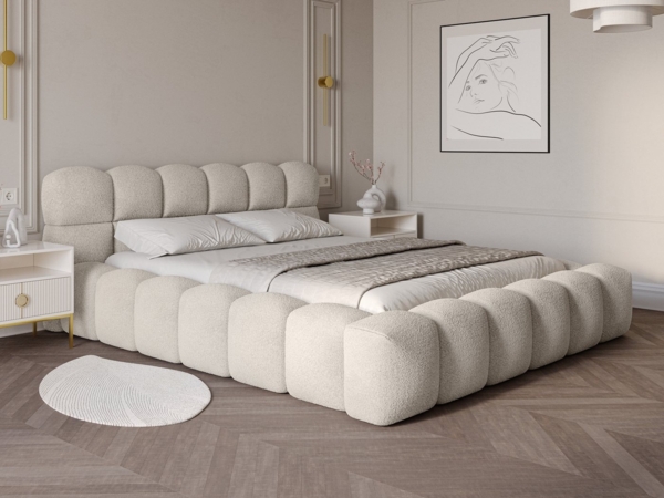 wonello Polsterbett Mira 1 (das Original), Bett mit Bettkasten und Lattenrost – eleganter Boucle-Stoff Bild 5