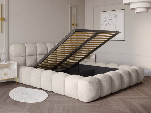 wonello Polsterbett Mira 1 (das Original), Bett mit Bettkasten und Lattenrost – eleganter Boucle-Stoff Bild 2