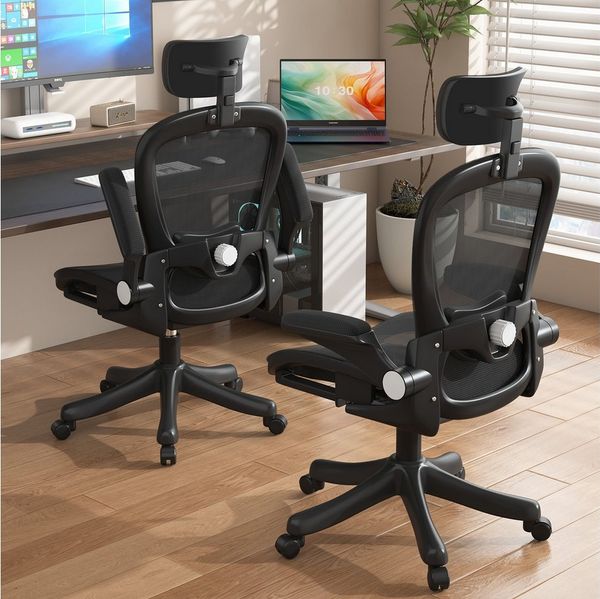POPOLIC Bürostuhl Verstellbarer Netz-Gamingstuhl mit Kopf-/Lordosenstütze für Büro Home