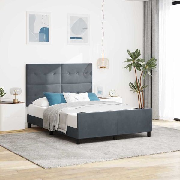 vidaXL Boxspringbett mit Kopfteil Dunkelgrau 140 x 190 cm Samt 3344940
