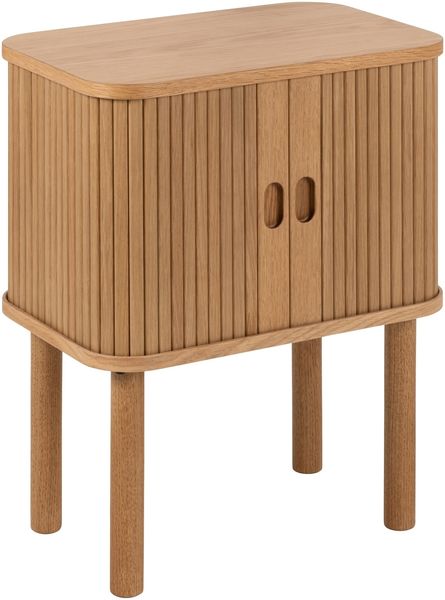 Nachtkommode >Langley< mit Lamellenfront in Eiche furniert, MDF - 45x60x30cm (BxHxT)