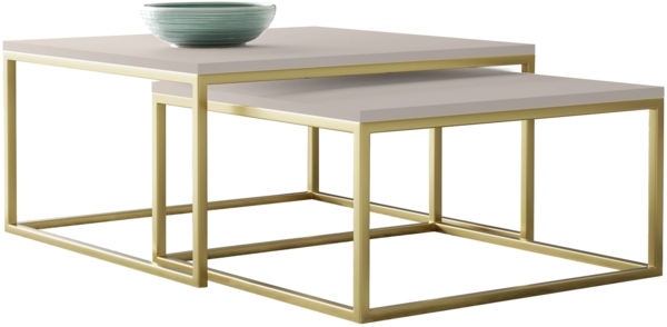 Im Set zwei Couchtische Dakenti Gold (Farbe: Gold / Cashmere)