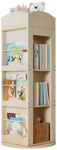 BlingBin Bücherregal Drehbares Standregal Bilderbuchregal Spielzeugregal Drehregal, Maße: 142×63×63 cm, 4 Böden 1-tlg, Lagerregal mit 360-Grad-Drehfunktion für Kinder und Erwachsene