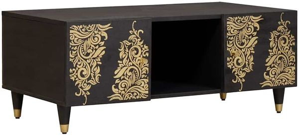 vidaXL Couchtisch Schwarz 100 x 54 x 40 cm Massivholz Mango 4018820