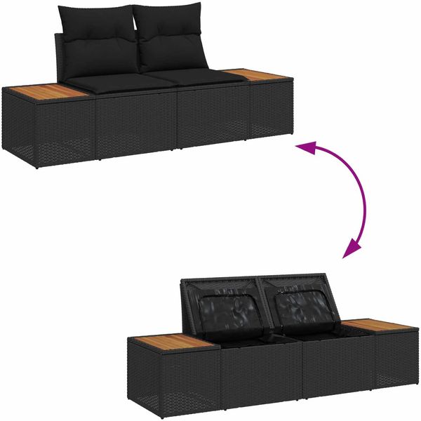 vidaXL Gartensofa-set mit Kissen 13 pcs Schwarz Poly Rattan 3364919 Bild 11