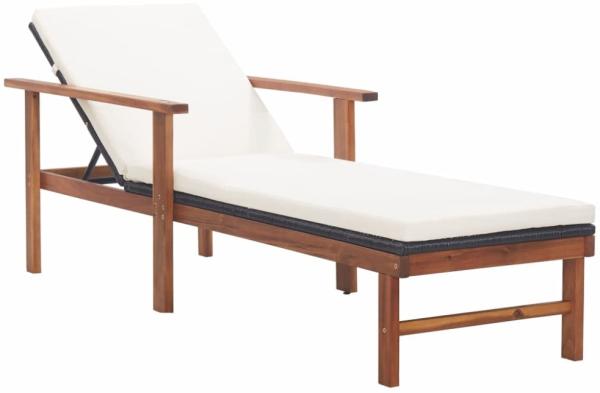 vidaXL Sonnenliege mit Auflage Poly-Rattan Akazie Massivholz Schwarz 48707