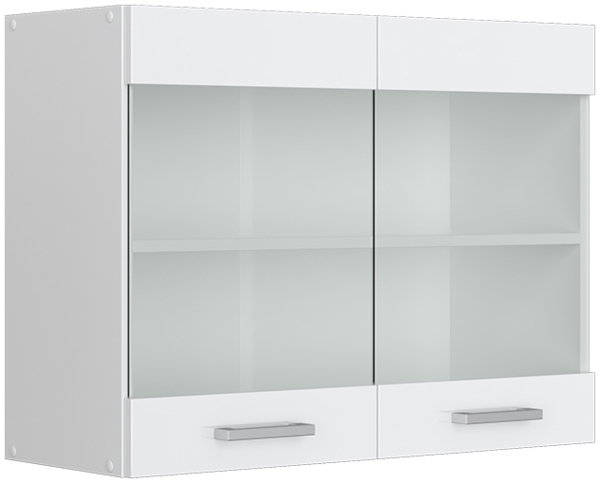 Küchenglasschrank R-Line Weiß Hochglanz 80 cm Vicco