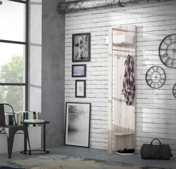 FORTE Attrus Kleiderpaneel, Holzwerkstoff, Beige/Braun, 40 x 198,5 x 38,5 cm