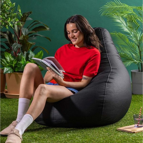 Bean Bag Bazaar Gaming Sitzsack „Recliner“, Gamer Sitzsack für Erwachsene und Kinder, Indoor Outdoor Sitzsack Sessel Gaming mit Füllung (Sitzsack, Schwarz)