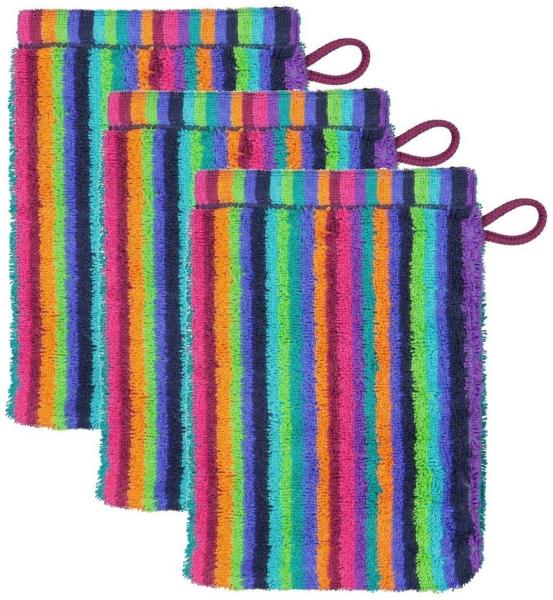 Cawö Waschlappen Waschhandschuh, 3er Pack - C Life Style Stripes, Frottier (3-St)