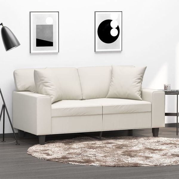 vidaXL Zierkissen 2er-Set, 40x40 cm, Creme, Kunstleder