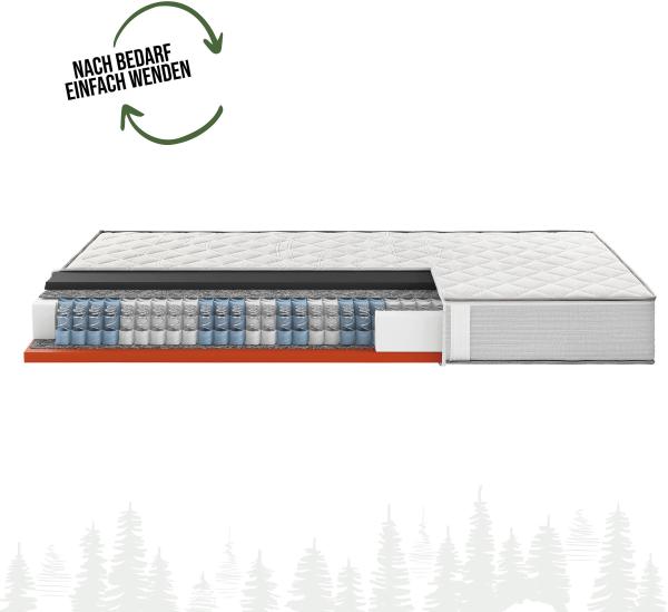 Schwarzwaldmarie Luise – 7-Zonen-Boxspringmatratze mit Wendefunktion und Komforthöhe, Größe: 80 x 200 cm, Härtegrad: Mittelfest / Fest (H3/H4)