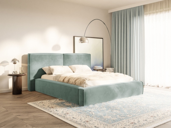 Selsey 'Tilves' Polsterbett 160x200 mit Bettkasten, Lattenrost, Velours, salbeigrün Bild 3