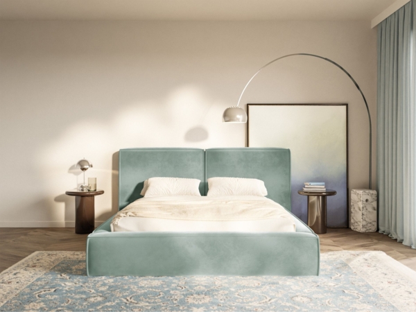 Selsey 'Tilves' Polsterbett 160x200 mit Bettkasten, Lattenrost, Velours, salbeigrün Bild 2