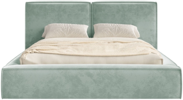 Selsey 'Tilves' Polsterbett 160x200 mit Bettkasten, Lattenrost, Velours, salbeigrün Bild 6