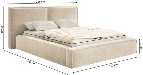 Selsey 'Tilves' Polsterbett 160x200 mit Bettkasten, Lattenrost, Velours, salbeigrün Bild 5