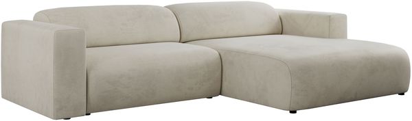Ecksofa PASADENA, freistehendes Ecksofa, breite Armlehnen, Federsitz - rechts - Beige Velours Bild 4