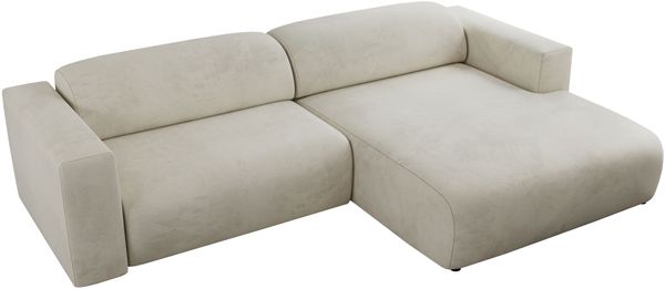 Ecksofa PASADENA, freistehendes Ecksofa, breite Armlehnen, Federsitz - rechts - Beige Velours Bild 6