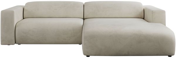 Ecksofa PASADENA, freistehendes Ecksofa, breite Armlehnen, Federsitz - rechts - Beige Velours Bild 5