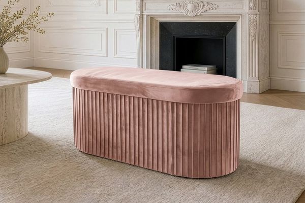 riess-ambiente Polsterbank ÉLAN 80cm rosa - Samt, Sitzbank, mit Stauraum, faltbar, abgerundet (Einzelartikel, 1-St), Eleganter Sitz mit Steppung - ideal für stilvolle & moderne Wohnräume