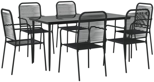 vidaXL 7-tlg. Garten-Essgruppe Schwarz Baumwollseil und Stahl 3156541 Bild 2