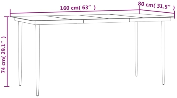 vidaXL 7-tlg. Garten-Essgruppe Schwarz Baumwollseil und Stahl 3156541 Bild 10