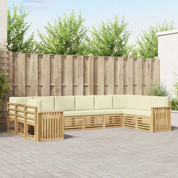 vidaXL Outdoor-Sofagarnitur 10 pcs Weiß und Creme 363 x 187,5 x 73 cm 3392580