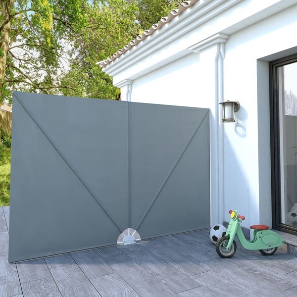 Faltbarer Terrassen-Seitenfächer, Balkon Sichtschutz Grau 300x200 cm