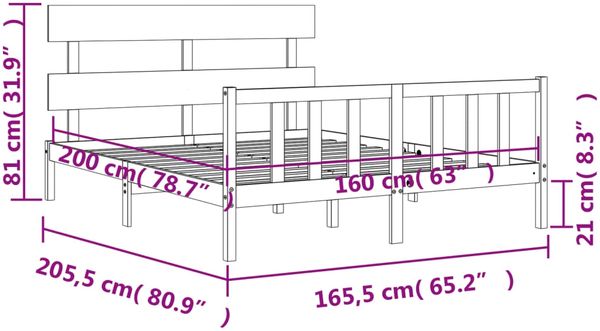 vidaXL Massivholzbett ohne Matratze 160x200 cm Kiefernholz 3193281 Bild 12