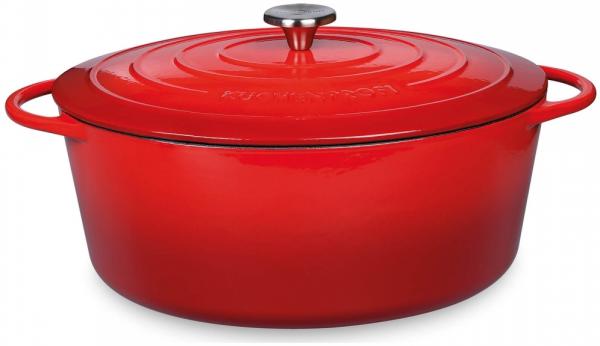 Küchenprofi Bratentopf oval Provence Gusseisen Emaille | 35cm Classic Red