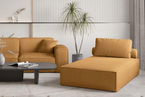 Chaiselongue Sezlong Liege CELES PREMIUM in Stoff Scala Senfgelb