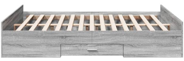 vidaXL Bettgestell mit Schubladen Grau Sonoma 160x200 cm Holzwerkstoff 3280284 Bild 5