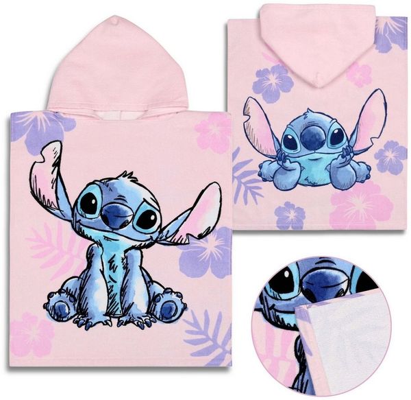Sarcia. eu Kapuzenhandtuch DISNEY Stitch Mädchen Kinderhandtuch, Baumwolle 50x115 cm