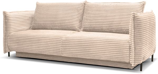 Selsey 'Amalfi' Sofa mit Schlaffunktion und Breitcord-Bezug, creme, ca. 90 x 226 x 105 cm