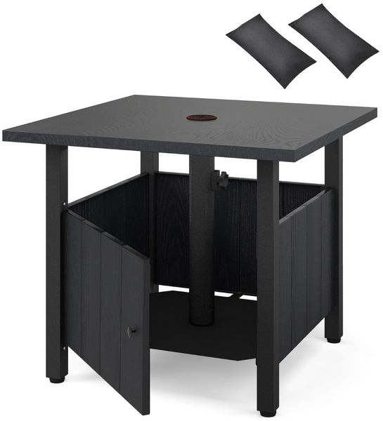 Outdoor Beistelltisch mit Ø48 cm Schirmloch Gartentisch mit 2 Sandsäcken Balkontisch