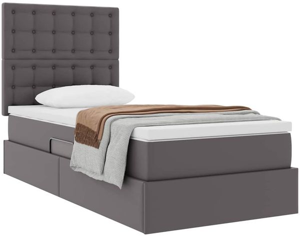 vidaXL Aufbewahrungsbett mit Kopfteil Grau 100 x 200 cm Kunstleder 3371655 Bild 3
