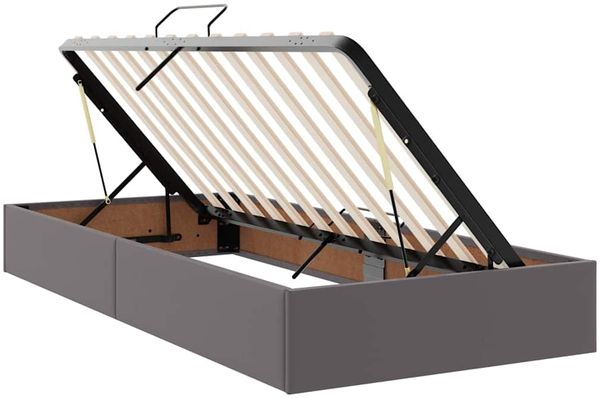 vidaXL Aufbewahrungsbett mit Kopfteil Grau 100 x 200 cm Kunstleder 3371655 Bild 6