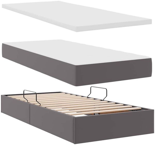 vidaXL Aufbewahrungsbett mit Kopfteil Grau 100 x 200 cm Kunstleder 3371655 Bild 8