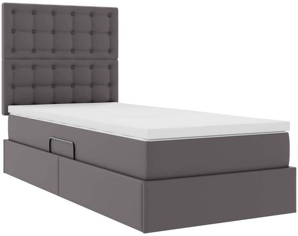 vidaXL Aufbewahrungsbett mit Kopfteil Grau 100 x 200 cm Kunstleder 3371655 Bild 5