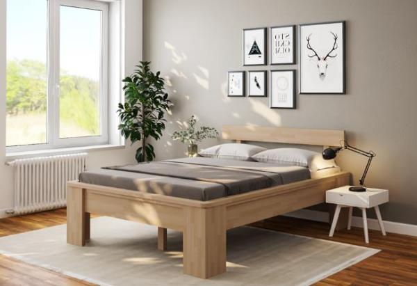 Einzelbett Komfortbett Buche 120x200 Holzbett erhöhte Liegefläche - (4135)