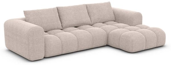 Samtstoff Ecksofa Casaluna L Form - Strukturstoff - beige - Rechts