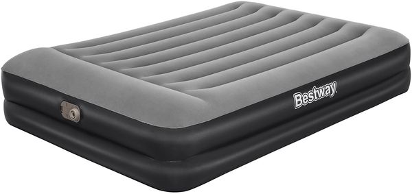 Bestway 'TriTech™' Doppelluftbett mit antimikrobieller Oberfläche & integrierter Elektropumpe, Grau/Schwarz, 203 x 152 x 46 cm