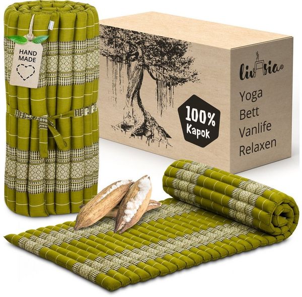 Reisebett-Matratzen Rollmatte 75 cm breit, vegan und handgefertigt, 200x75x4,5cm, livasia, 4.5 cm hoch, Kapok