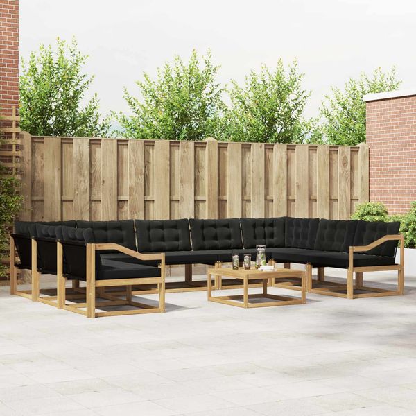 vidaXL Outdoor-Sofagarnitur mit Kissen 10 pcs Weiß und Schwarz 3389102